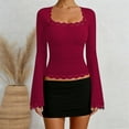 thumbnail image 2 of JAJAHO Womens Shirts Flare Long Sleeve Square Neck Tops Lace Trim Basic Girls Crop Tops Fashion Clothes 2026 Versatile Tops, 2 of 4