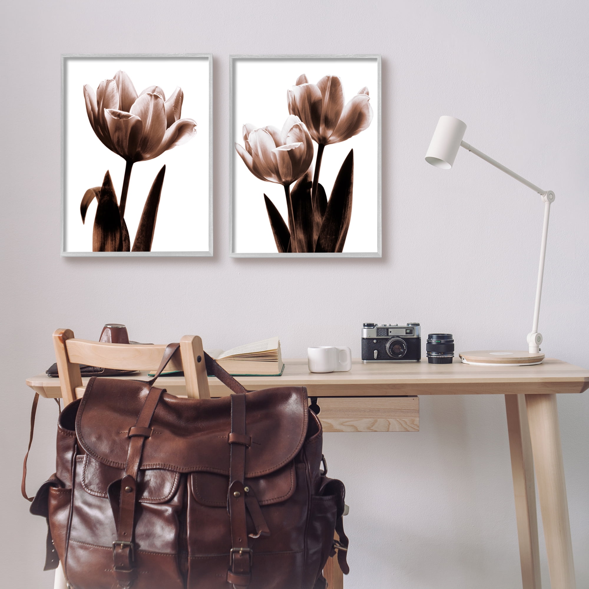 Stupell Contemporary Tulips Photography Botanical & Floral Photography Gray Framed Art Print Wall Art, Set of 2