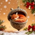 thumbnail image 4 of HomeDM Forest Animal Acorn Ornaments - 2D Flat Acrylic Hanging Pendant Decor for Christmas Tree 8cm/3.15" Xmas Ornaments Holiday Wedding Party Decoration, 4 of 7