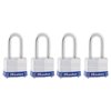 Master Lock 1-9/16" W Steel Pin Tumbler Padlock 4 pk Keyed Alike