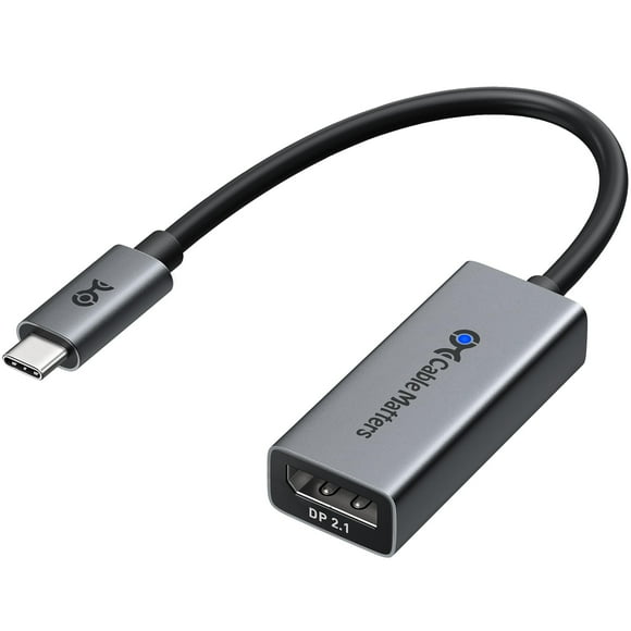Cable Matters 80Gbps Unidirectional USB C to DisplayPort 2.1 Adapter, [16K@60Hz, 8K@240Hz, 4K@960Hz and HDR], Thunderbolt 5/4, USB4 Compatible with V