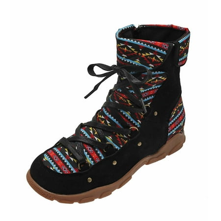 

jsaierl Women s Plus Size Ethnic Style Retro Side Zipper Round Toe Short Boots