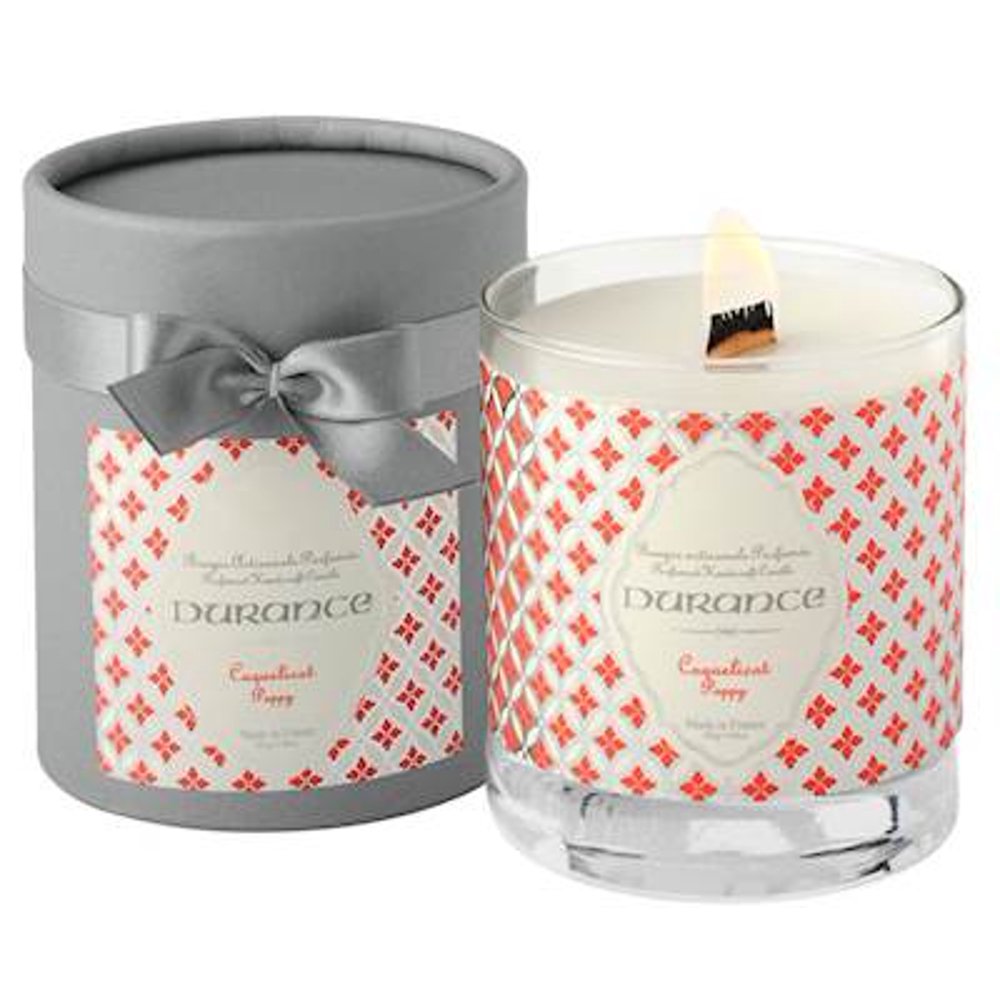 POPPY Durance Scented Jar Candle Wooden Wick 9.9 oz Gift Boxed