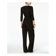 thumbnail image 2 of NY COLLECTION Womens Black Belted Pocketed 3/4 Sleeve V Neck Party Jumpsuit Petites PS, 2 of 2