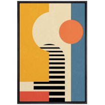 IDEA4WALL Framed Canvas Print Geometric Vibrant Neon Polygon Landscape Abstract Shapes Wall Art Abstract Mid-Century Decorative Bohemian for Living Room, Bedroom, Office - Black 24"x36"