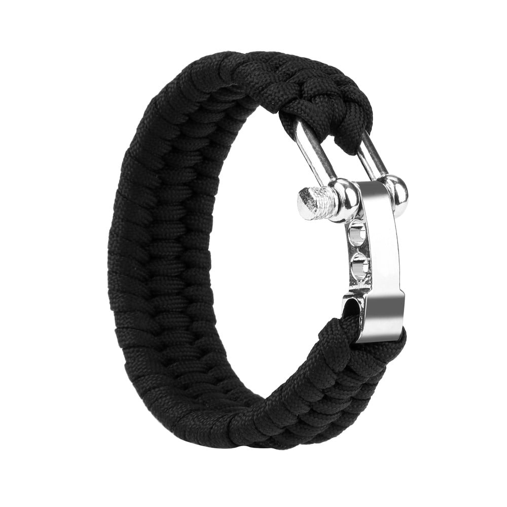 Survival Rope Paracord Bracelet Woven Camping Hiking Plastic Shackle Buckle 