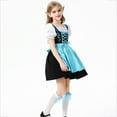 thumbnail image 6 of SERTG Girls Oktoberfest Maid-Style Set 3-Piece Puff Sleeve Round Neck Dress + Apron and Head Accessory Cottagecore Theme Dress-Up Skirt Outfit for Kids 3-12 Years(Blue,3 Years), 6 of 8