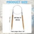 thumbnail image 2 of Uxcell Size US 11 (8mm) Bamboo Steel Cable Circular Knitting Needle 32 inch for Handmade Projects, 2 of 7