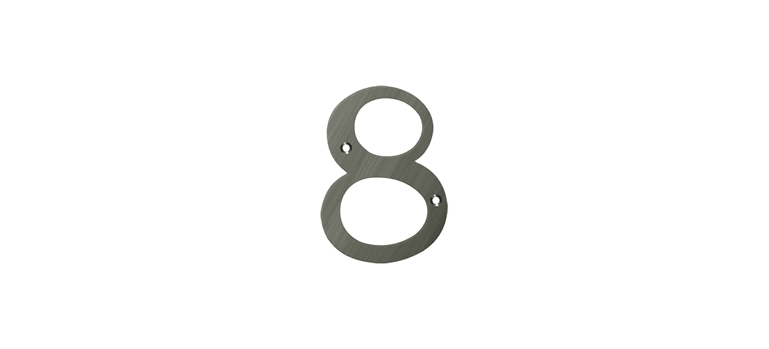 Deltana RN6-8U15 6" Numbers; Solid Brass; Satin Nickel Finish