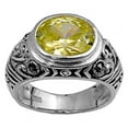 thumbnail image 1 of Simulated Peridot Oval Solitaire Swirl Filigree Ring Sterling Silver Band Green CZ Female Size 10, 1 of 4