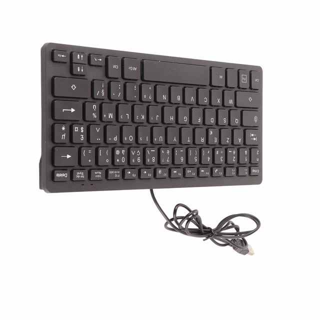 Small USB Wired Keyboard, 78 Key Mute Ultra Thin Wired Mini USB Interface Desktop Computer Language Keyboard