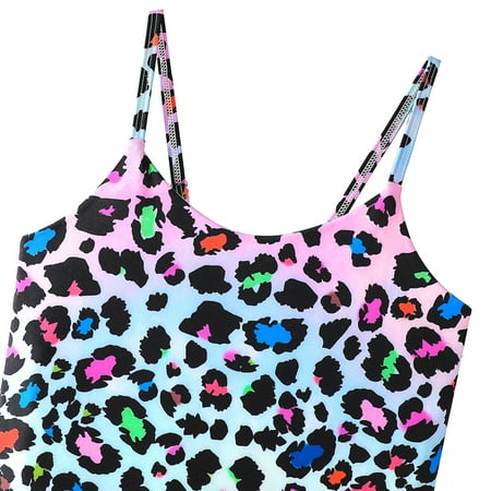 

kpoplk Girls Swimsuits Toddler Summer Sleeveless Girls Colorful Leopard Print Ruffles Swimwear Cute Swimsuits For Girls(Pink)