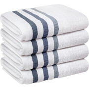 Asiatique Linen – Premium Luxury Navy Blue Stripe Large Bath Towels – 650 GSM 4 Pack Bathroom Towels 27x54 Inch – 100% Cotton White Towels for Bathroom – Plush, Soft & Quick Dry Towels