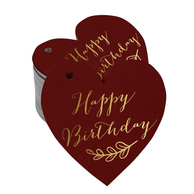 Inkdotpot Real Gold Foil Happy Birthday Tag Favor Hang Paper Tag 100 Pieces