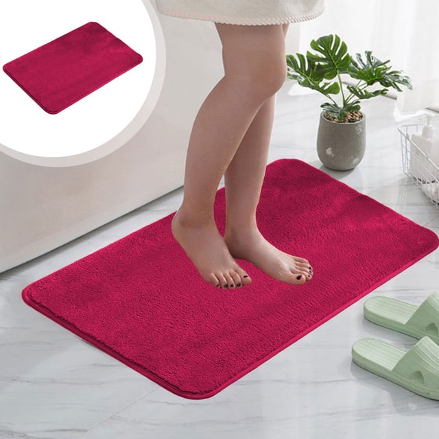 Floor Mats 50x80cm Red Straight Carpet Floor Mat Absorbent Non-Slip Machine Washable Bathroom Kitchen Living Room Rug(1-Piece) Rkxzt
