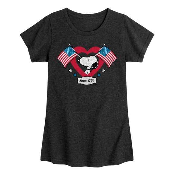 Peanuts - Snoopy Since 1776 Flag Heart - Toddler & Youth Girls Short Sleeve Graphic T-Shirt