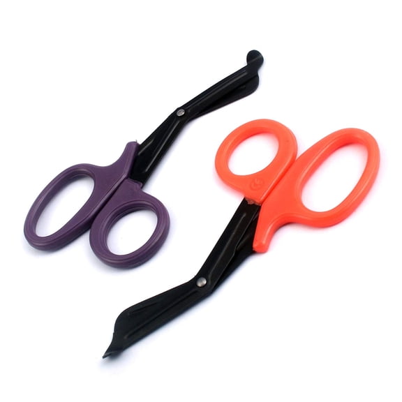 OdontoMed2011 EMT 7.25" Trauma Shears - Stainless Steel Bandage Scissors Fluoride Coated for Nursing Purposes-Sharp 2-pack Scissor Perfect for EMS, Doctors, Nurses, Cutting (Purple   Orange) Emt- ODM