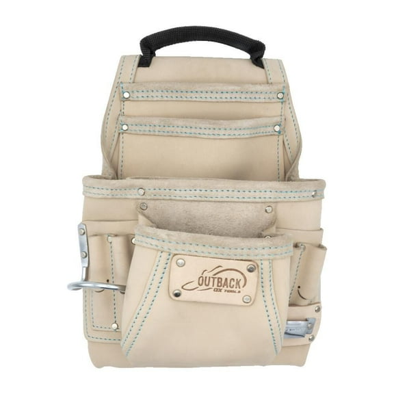 Ox Tools Pro White Leather 10-Pocket Tool Pouch With Speed Square Pocket
