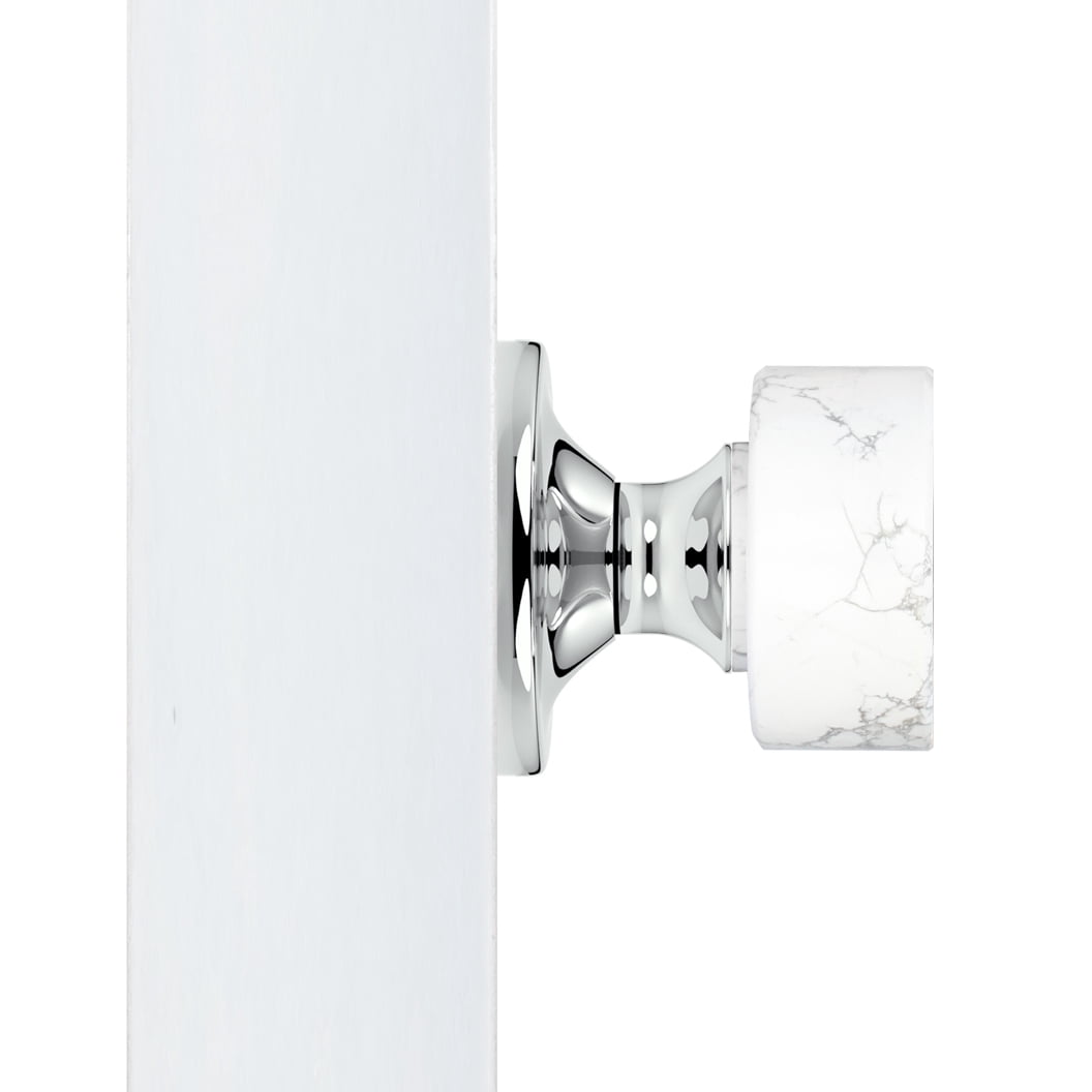 Dummy Round White Marble Stone Door Knobs Polished Chrome Round Rosette