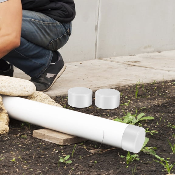 BESTOYARD 4Pcs White PVC Pipe Caps Pipe End Plugs Durable Thick Material for Industrial and Construction Use