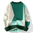 thumbnail image 2 of Suéter de hombre con diseño personalizado y casual de invierno con costuras en contraste de color, suéter holgado de estilo perezoso para hombre, 2 of 5