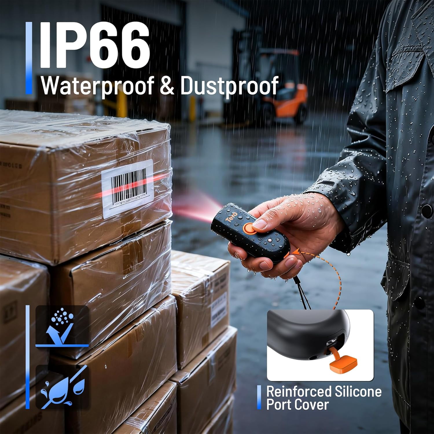 Mini 1D 2D QR Wireless Barcode , Waterproof Shockproof Pocket , 3-in-1 BT & USB Wired & 2.4G Bar Code Reader Portable Image Work with iOS, Windows, Android 1100D