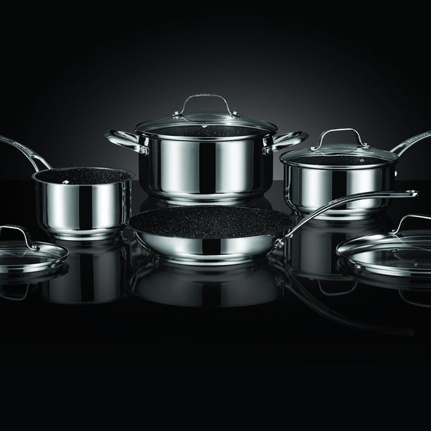 THE ROCK by Starfrit Stainless Steel NonStick 8Piece Cookware Set with Stainless Steel Handles