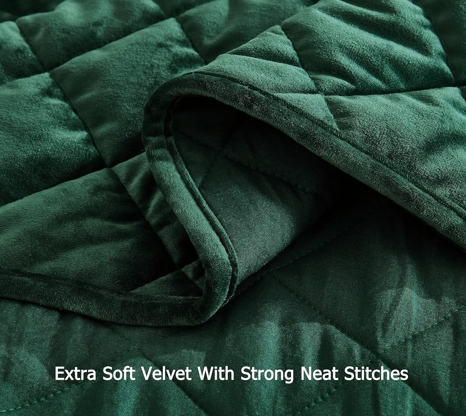 Chezmoi Collection Lux Forest Green Velvet Quilt Oversized King Set, 3-Piece Lush Plush Distressed Velvet Bedding All Season Lightweight Bedspread Brushed Microfiber Reverse with Diamond Stitch