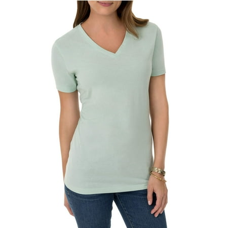 Time And Tru Women's Short Sleeve V-Neck T-Shirt