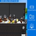 thumbnail image 3 of Dextrus 80 Quart Outdoor Wicker Rolling Cooler Cart with Bottle Opener Drainage, Portable Beverage Rolling Cart with Tray on Wheels, Rattan-Brown, 3 of 5