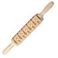 thumbnail image 1 of Christmas Elk Patterned Rolling Pin, Beech Laser Engraved Cookie Dough Stick Rolling Pin, 1 of 5