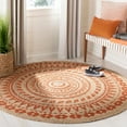 thumbnail image 2 of SAFAVIEH Natural Fiber Zoolander Geometric Jute Area Rug, Orange/Natural, 6' x 6' Round, 2 of 5