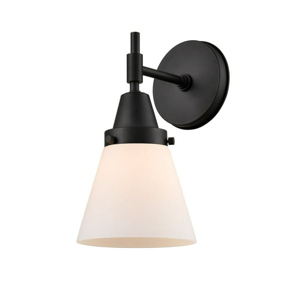 447-1W-BK-G61-Innovations Lighting-Cone - 1 Light Wall Sconce-11 Inches Tall and 6.25 Inches Wide-Matte Black Finish-Matte White Glass Color