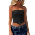 thumbnail image 2 of Lucakuins mujeres corsé Bandeau Tops Color sólido verano Casual sin tirantes cremallera sin mangas fuera del hombro Crop Tops Streetwear Lucakuins moda, 2 of 9