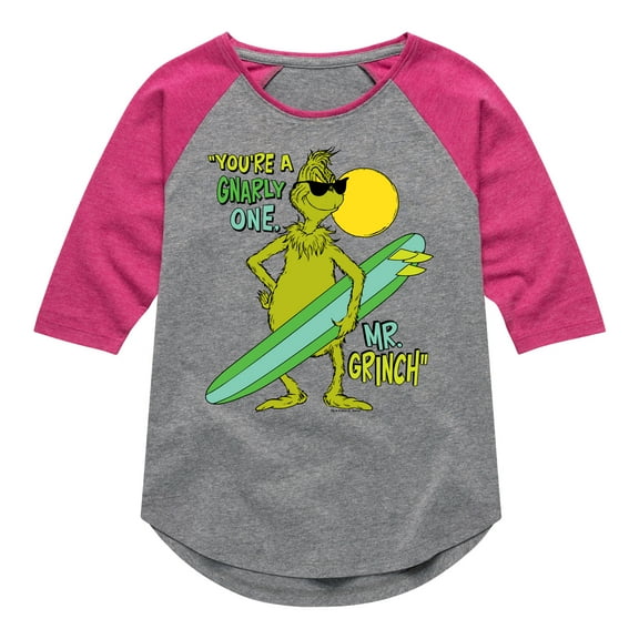 The Grinch - You're A Gnarly One Mr - Toddler & Youth Girls Raglan Graphic T-Shirt