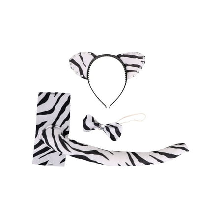 Costume Accessories - Tiger Print Cat Ear Headband, Bow Tie, and Tail Set