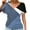 Navy, variant on Women's Casual V-Neck Blouse, Short Sleeve Printed Top with Dolman Sleeve and Side Gathers, Soft Stretch Fabric for Daily Wear