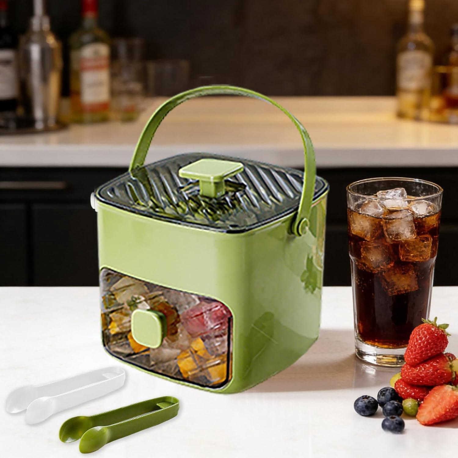 Ice Cube Tray with Lid and Bin Double Layer Freezer Ice Maker