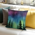 thumbnail image 3 of SHANXI Throw Pillow Covers Sky Night Light Northern Nature Landscape Forest Arctic Bright Dark Shine Solar for Living Room Bedroom Sofa 12x12in, 3 of 5