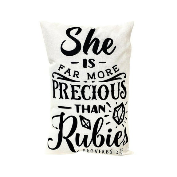 She is far more precious than Rubies | Gospel Pillow | 12x18 Pillow cover | Proverbs 3 | Farmhouse Decor | Throw Pillows | Room Decor