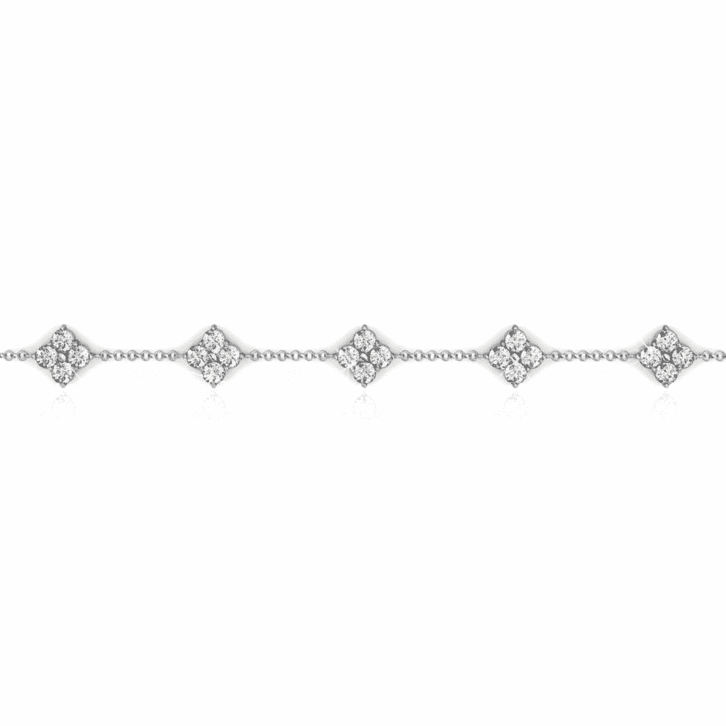 Cate & Chloe Adeline 18k White Gold Plated Chain Bracelet with Swarovski Crystal Clusters for Women