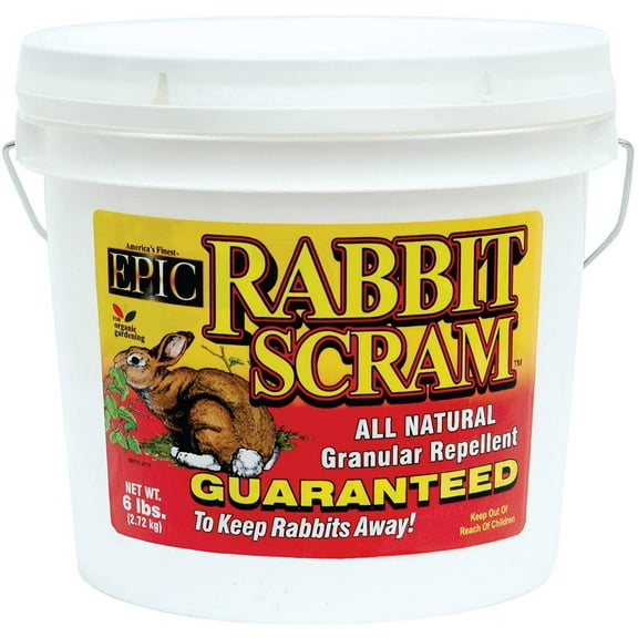 Enviro Pro Epic Rabbit Scram All Natural Granular Direct Barrier Repellent, 6 Lb Bucket Bundle w/Epic Rabbit Scram Natural Granular Animal Repellent, 2.5 Lb Tub