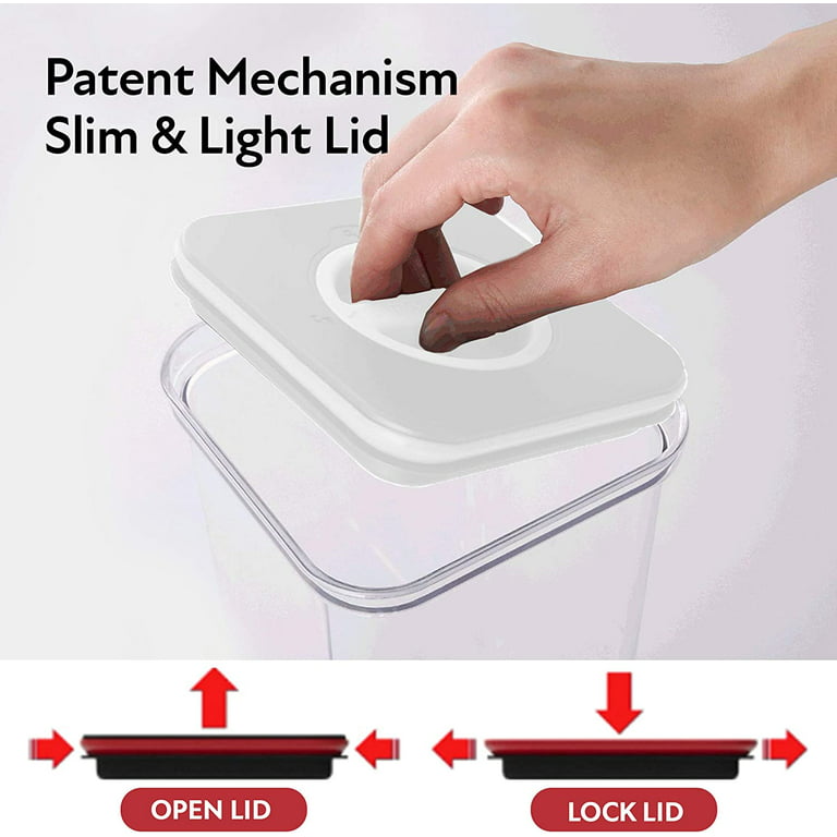 NEOFLAM Airtight Smart Seal Food Storage Container (Set of 3, Square), Crystal Clear Body