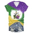 thumbnail image 1 of Camiseta de Manga Corta con Cuello en V de Suéter Impreso Casual para Mujeres, Top Ligero de Poliéster para Uso Diario, de Fiesta Y de Verano de Primavera, 1 of 3