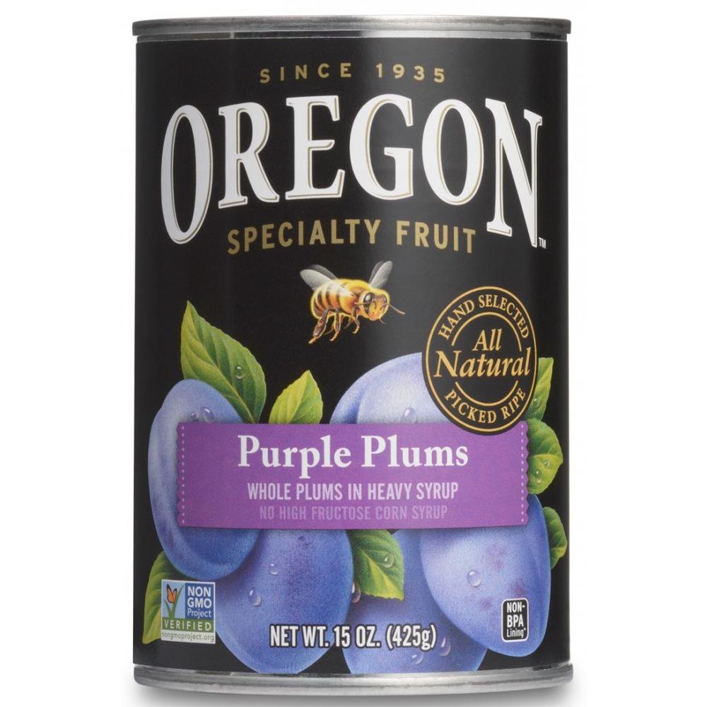 Oregon Fruit Products Whole Purple Plums In Heavy Syrup, 15 oz (Pack of