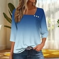 thumbnail image 6 of NuoCaiYun Womens Asymmetrical Neck Shirts Gradient Color 3/4 Length Sleeve Blouses Casual 3/4 Length Sleeve Going Out Tunic Tops, 6 of 6