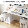 thumbnail image 3 of Computer Desk with Drawers, 42 Inch Home Office Desk Study Writing Table, Gaming Desk with USB Power Outlets, Office Desk with Fabric Drawer, Work Table with Shelf for Bedroom, White, 3 of 10