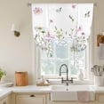 thumbnail image 3 of Spring Wildflowers Tie Up Curtain 63 Inches Long, Blue Morocco Pink Flower Plant Country Balloon Style Kitchen Window Curtain Over Sink, Small Window Rod Pocket Curtain 46"x63", 3 of 9