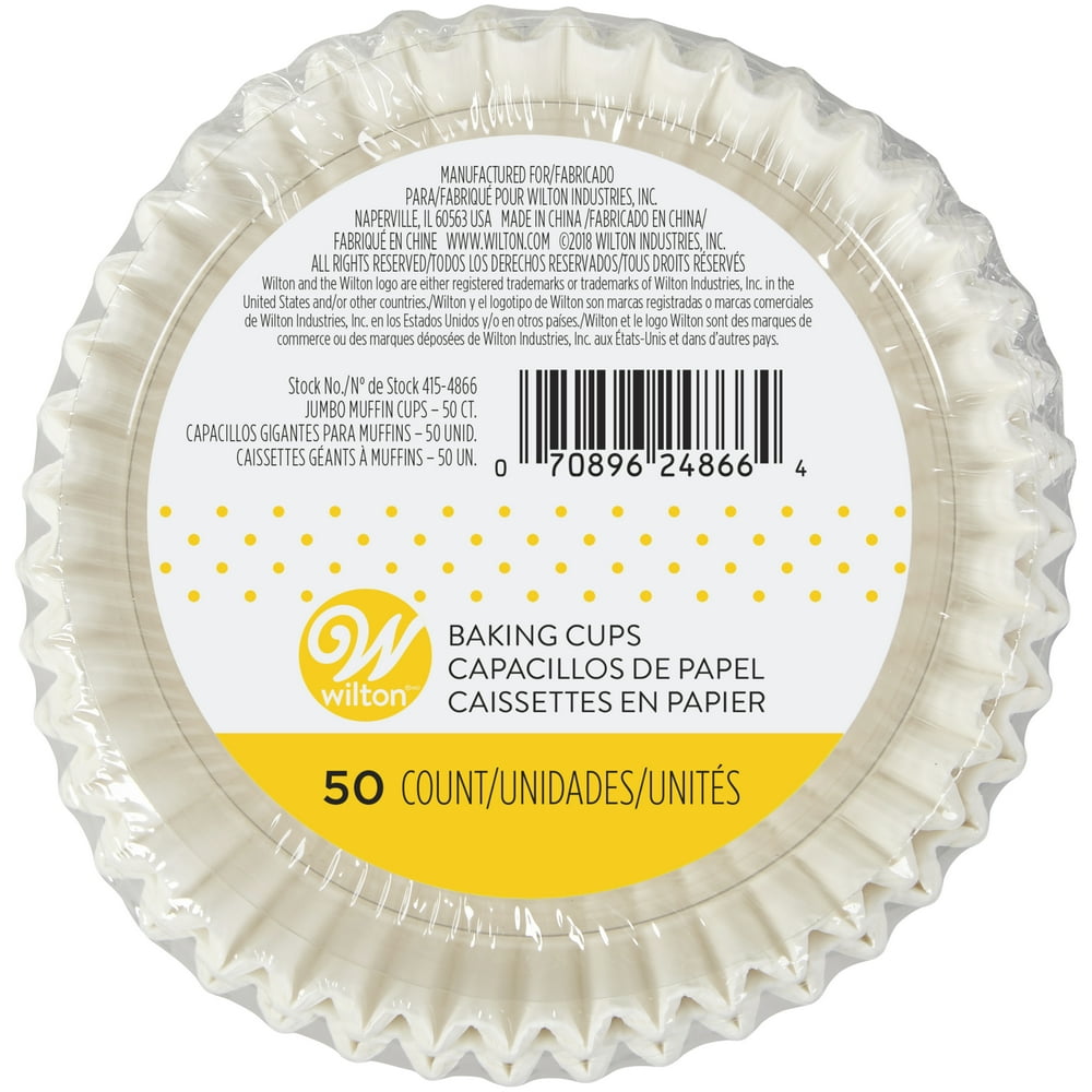 Wilton Jumbo Cupcake Liners, White, 50ct