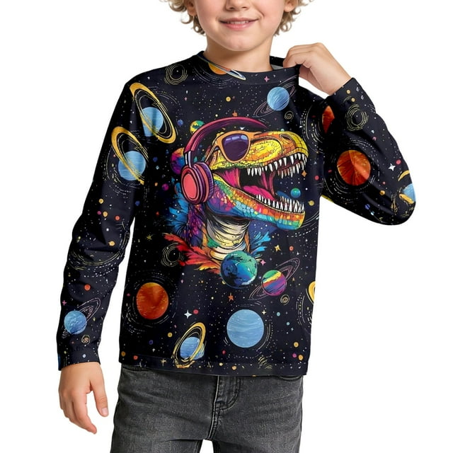 Bmisegm Chemises Garçons Usage Quotidien Mode Col Rond Chandail en Molleton Chandail Haut pour Enfants Jeunes Garçons Chemises Manches Longues Noir 3-5 Ans